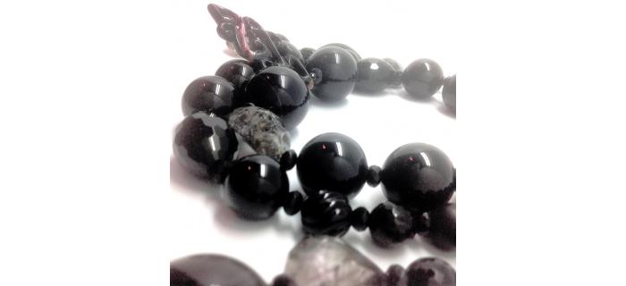 Necklace Unique Piece: Black Agate & Quartz