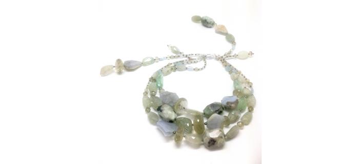 Necklace Unique Piece: calcedonia, aqua marina...