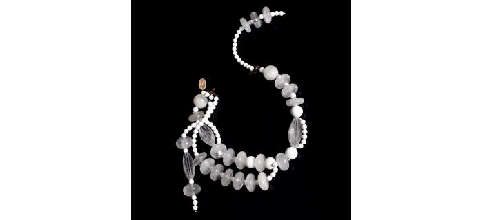 Necklace Unique Piece: Rock Crystal & White Agate