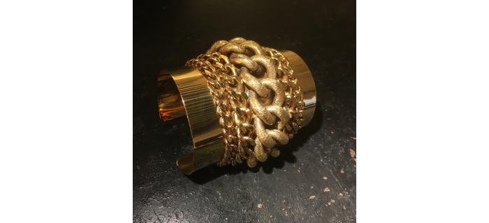 Gold-tone Cuff Bracelet Handmade Chain