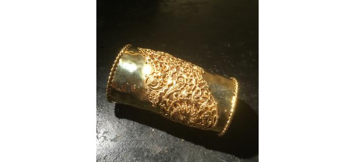Gold-tone Cuff Bracelet Handmade Lace