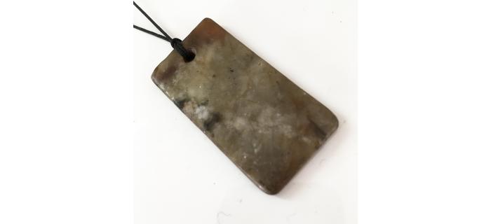 Jadeite antique pendant, black drawstring, Unique Piece 2