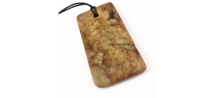 Jadeite antique pendant, black drawstring, Unique Piece 1