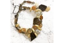 Necklace Unique Piece : Smoked Soul - Calcite, Smoked Quartz, Citrine, Agate, Smoked Quartz Hématome