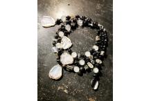 Collier Piece Unique  "Love ReBirth" quartz, agate noire, tourmaline noire, cristal de roche