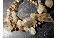 Collier Piece Unique "Anima Terra" - Citrine, Agates, quartz fumé, quartz rutile, ambre