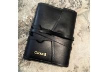 "Grace" Black Leather - White Book small