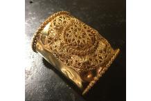 Gold-tone Cuff Bracelet Handmade Rose Window